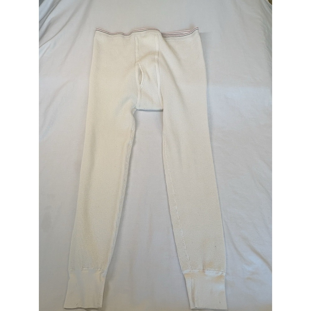 Men's Waffle Knit Thermal Pants Cotton/Polyester Ivory Size 2XL Christopher Hart